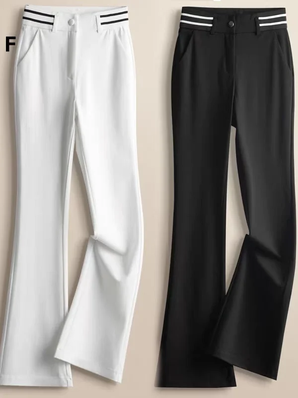 여성용 골프 바지 패션 벨 바텀 하이 웨이스트 슬림 핏 엘라스틱 마이크로 플레어 다용도 슬리밍 수트 팬츠 가을 신상품