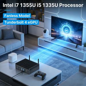 2026 팬리스 미니 게이밍 PC 13세대 인텔 i7 1355U i5 1335U PCIE4.0 DDR4 썬더볼트 4 eGPU 데스크탑 PC 게이머 미니 컴퓨터 WiFi6