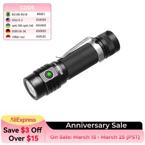 Wurkkos WK03 LED 손전등 18650 토치 1800LM ATR Luminus SST40 충전식 USB C 라이트 IP68 방수, 하이킹 캠핑용