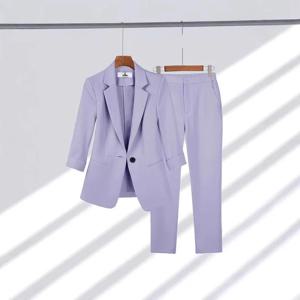 우아한 여성 투피스 세트 의상 캐주얼 긴팔 블레이저와 팬츠 수트 여성 스트리트웨어 봄 가을 2025