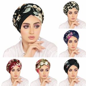무슬림 여성들을 위한 새로운 헤드 스카프, 트렌디한 프린트 터번 보닛 히잡 캡, 이너 히잡, 무슬림 여성 아랍 랩 터번