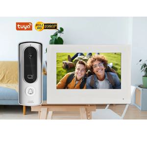 7인치 IPS 스크린 투야 앱 원격 제어 비디오 도어폰 2MP 1080P 유선 와이파이 도어벨 인터콤 비주얼 도어 뷰어 카메라