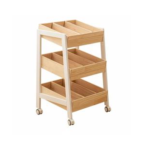 3단 이동식 컨테이너 선반, 360도 회전 바퀴, 장난감 정리함, 둥근 모서리, 어린이 안전 설계, 놀이방용