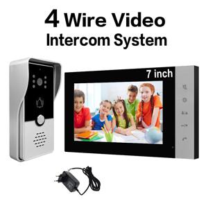 4선 7인치 유선 비디오 도어벨 도어폰, 빌라, 가정, 사무실, 아파트용 잠금 해제, 모니터링, 양방향 인터콤 지원