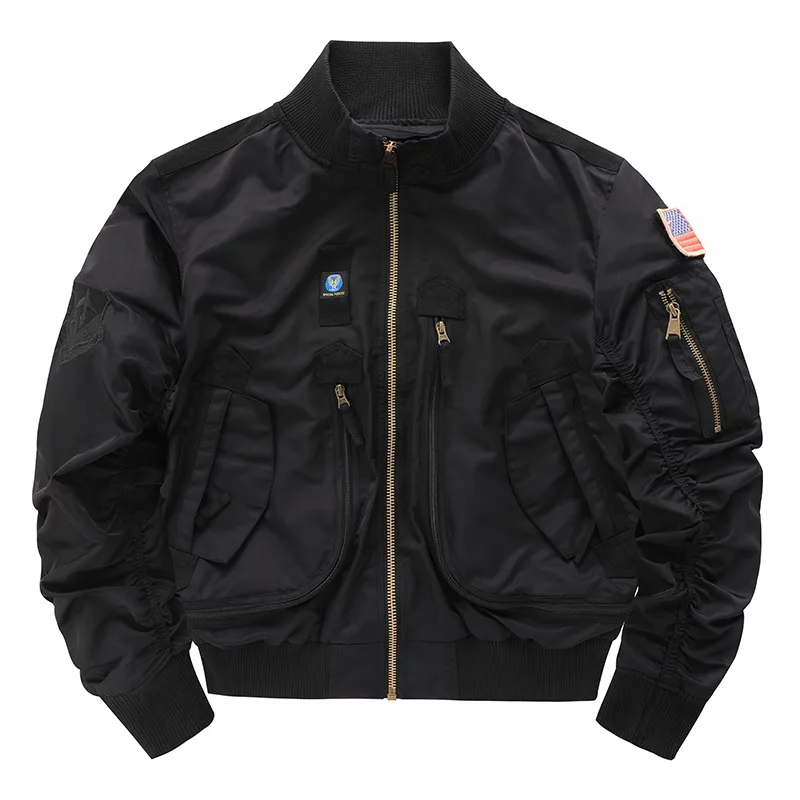 남성용 플라이트 재킷 - 방수 필드 코트, 패셔너블한 스탠드 칼라 아웃도어 트레이닝복, 스트릿웨어 탑, 아우터