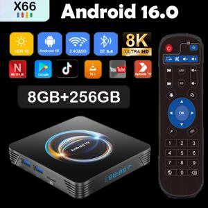 안드로이드 16 스마트 TV 박스 X66 8GB+256GB Rockchip RK3528 구글 어시스턴트 8K 비디오 블루투스5.4 미디어 플레이어 매우 빠른 셋톱박스