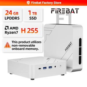FIREBAT F1 미니 PC AMD Ryzen 7 H255 LPDDR5 24GB RAM 1TB SSD WIFI6 BT5.2 휴대용 데스크탑 미니 PC 윈도우 11 데스크탑 컴퓨터