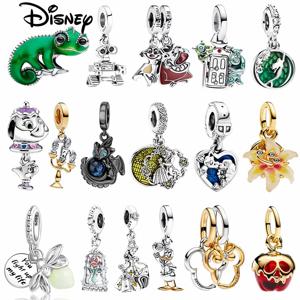 디즈니 뉴 925 스털링 실버 스티치 미녀와 야수 펜던트 비즈, 오리지널 팔찌용, 여성용 DIY 쥬얼리 선물