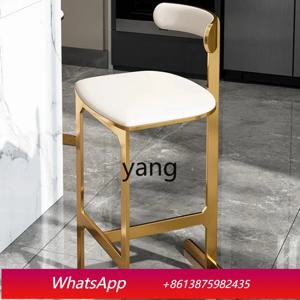 LTT 가정용 스테인레스 스틸 등받이 가죽 하이체어 북유럽풍 라이트 럭셔리 클래식 중앙 아일랜드 테이블 하이레그 바 스툴