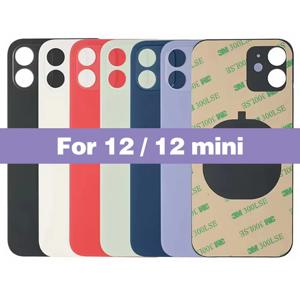 아이폰 12 12 미니 대형 카메라 홀 유리 패널 폰 배터리 백 커버 하우징 케이스 후면 유리 패널 3M 접착제 포함 교체용