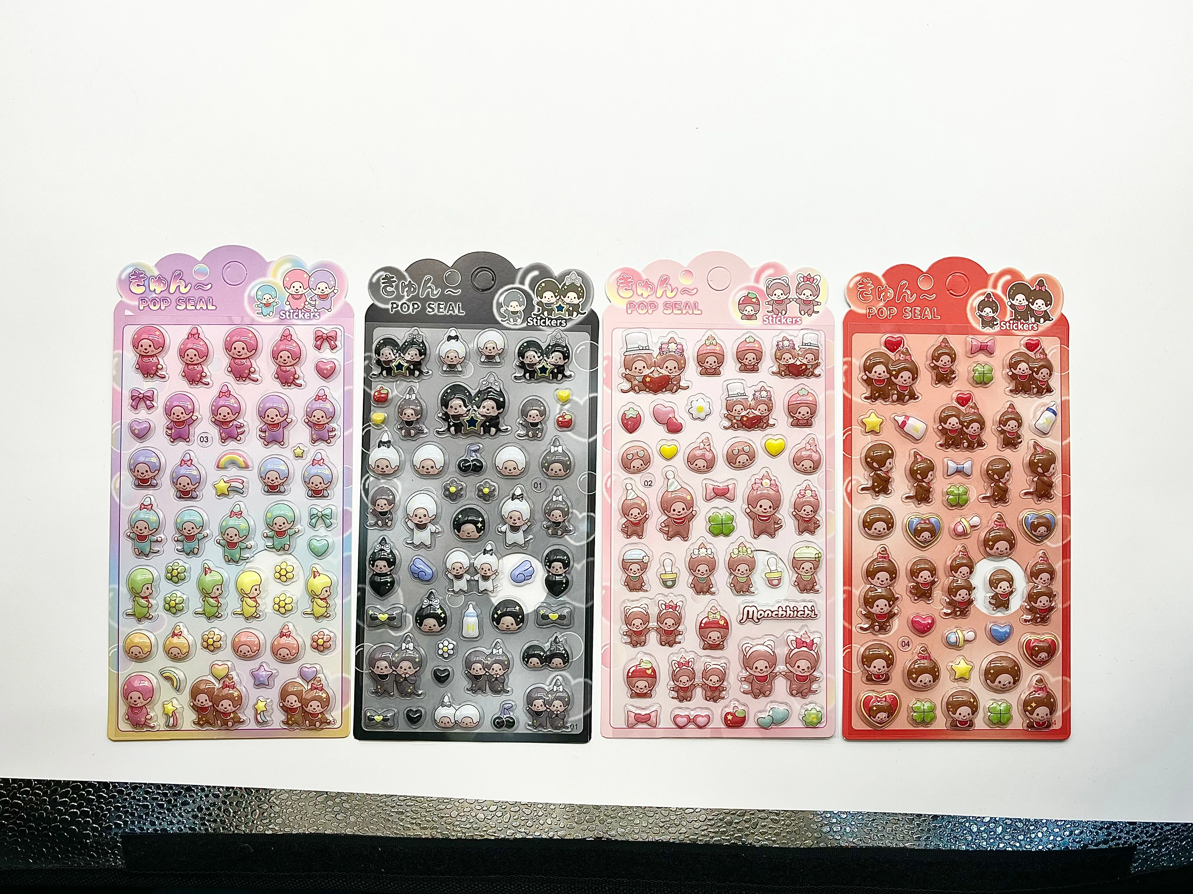 5가지 스타일의 엔젤 블루 3D 입체 릴리프 스티커(어린이 만화용), 귀여운 컴퓨터 장식용 스티커, 애니메이션 스티커