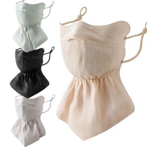 여성용 아이스 실크 마스크 페이스 커버 안티 UV 빠른 건조 통기성 선 스크린 마스크 두건 UPF50 + 교수형 귀 스카프