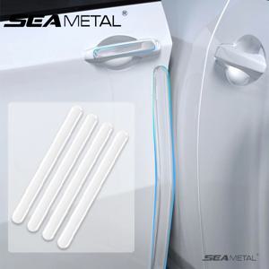 SEAMETAL 4PCS 확장 자동차 도어 범퍼 스트립 투명 바디 프로텍터 안티 스크래치 보호 스트립 바디 장식 스트립