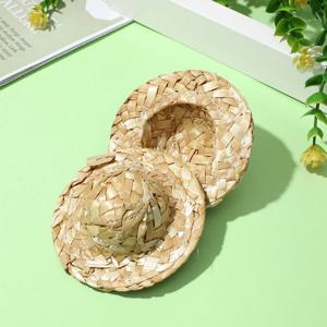 10Pcs 미니 밀짚 모자 공예 장식을위한 수제 크리 에이 티브 짠 작은 모자 DIY 파티 용품 인형 용 밀짚 모자