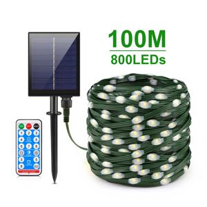 가죽 LED 태양 문자열 요정 조명 100M 크리스마스 조명 방수 야외 갈 랜드 정원 장식에 대 한 높은 전원 태양 램프