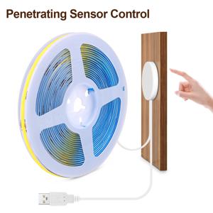 유연한 Led 스트립 조명 5V FOB USB COB LED 라이트 테이프 관통 터치 스위치 모션 센서 침실 주방 캐비닛 장식