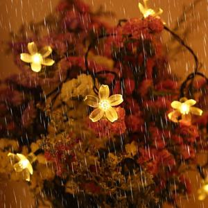 태양 요정 문자열 빛 사쿠라 화환 5M 복숭아 꽃 CherryLED 램프 웨딩 파티 정원 야외 장식 Led 조명