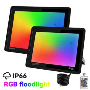 10W-200W RGB 투광등 다채로운 리모컨 제어 LED 따뜻한/흰색 실내외 프로젝션 벽 분수 장식 조명