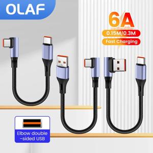 15CM 30CM 듀얼 엘보 유형 C-유형 C 케이블 90도 짧은 전원 은행 iPhone 15 16 Samsung 용 고속 충전 USB C 데이터 코드