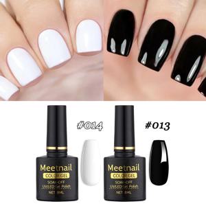 2Pcs 블랙 화이트 네일 젤 폴란드어 세트 8Ml 세미 퍼머넌트 UV LED 광택 매니큐어 도구 디자인 DIY 매력 매니큐어 래커
