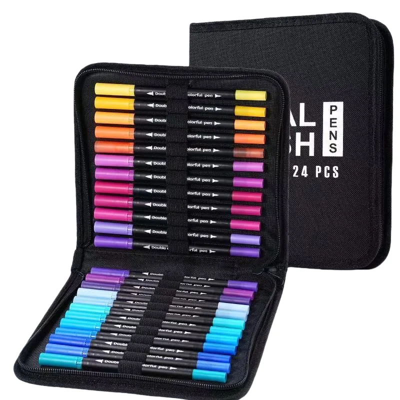 듀얼팁 브러쉬 & 파인라이너 마커 펜 세트 |   수채화 펠트 팁 아트 마커 (캘리그래피, 드로잉 및 스케칭용)