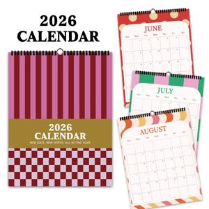 1개 2026 벽걸이 달력, 추상 기하학적 디자인, 모란디, 12가지 아름다운 디자인, 월간 계획표, 생일, 크리스마스를 위한 완벽한 선물