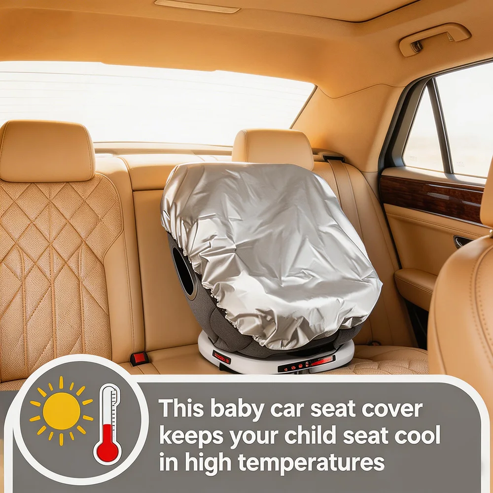 아기 카시트 차양 커버, 유아용 카시트 열 차단 커버, 아기 시트를 시원하게 유지하고, 열과 자외선을 차단합니다