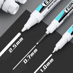 흰색 마커 펜 0.7/1.0/2.5mm 방수 유성 영구 페인트 펜 마커 나무 바위 플라스틱 가죽 유리 금속 세라믹