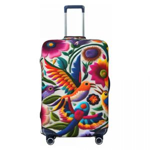 사용자 정의 멕시코 Otomi 예술 새 꽃 가방 커버 18-32 인치에 대한 탄성 여행 수하물 커버