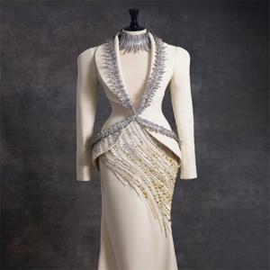 럭셔리 크리스탈 여성 정장 스커트 세트 2 조각 블레이저 + 발목 길이 댄스 파티 드레스 공식 오피스 레이디 자켓 맞춤형 웨딩 코트