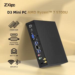 ZXIPC 미니 PC AMD 라이젠 7 5700U R3 4300U 윈도우 11 32GB 1TB eMMC 와이파이 블루투스 4.2 미니 게이밍 컴퓨터 포켓 오피스 미니 PC