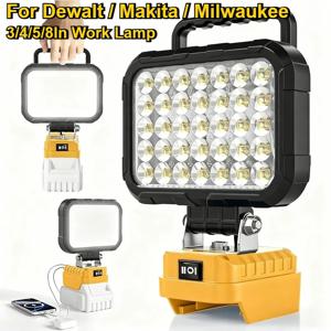 디월트 18V 배터리용 휴대용 LED 작업등, USB 포트 포함, 3인치 플래시라이트, 투광등, 무선 야외 공구 램프 (디월트 호환)