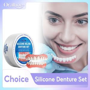 부드러운 틀니 Reline 키트 치아 손실 부패 개선 임시 치과 수리 휴대용 교정기 실리콘을 먹는 자연 거짓 틀니