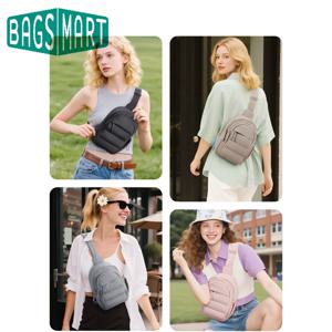 BAGSMART 다층 크로스바디 백 여성용 퍼퍼 슬링 백 지갑 핸드백 야외 활동 여행 하이킹용 패니 팩