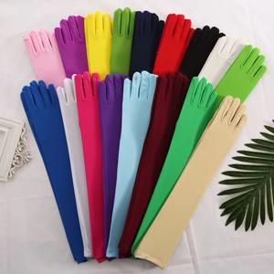 여성 밀크 실크 하이 스트레치 롱 장갑 클래식 레트로 성인 여러 가지 빛깔의 장갑 무대 공연 코스프레 파티 댄스 파티 의상