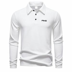 브랜드 패션 긴팔 폴로 셔츠 레터 프린트 2025 가을 남성용 편안하고 통기성 좋은 캐주얼 단색 티셔츠