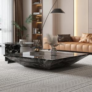 모든 사이즈 맞춤형 이탈리아 명품 이동식 네스팅 테이블 베네치안 브라운 대리석 사이드 테이블 세트 거실용 내열 및 스크래치 방지 디자인