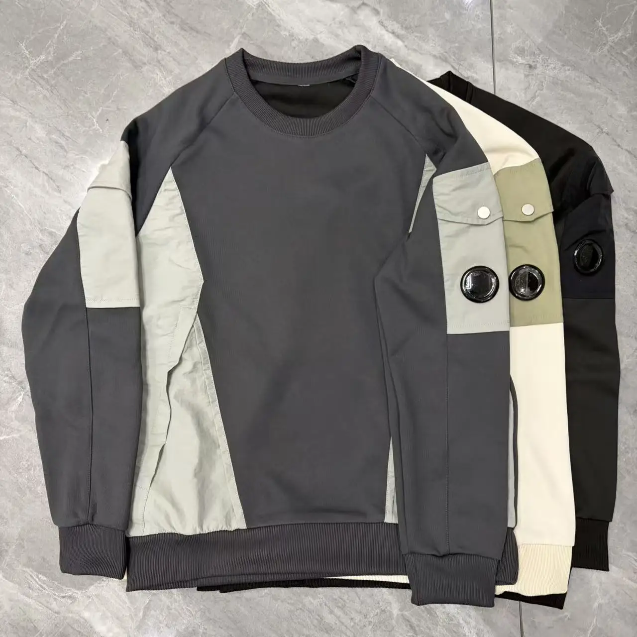 얇은 슬림핏 후드티, 2026년 봄 신상 남성 상의, 라운드넥 긴팔 상의, 스플라이스 멀티 포켓 후드티, 캐주얼 후드티, 포켓