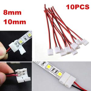 10Pcs 2 핀 LED 스트립 커넥터 3528 5050 LED 라이트 스트립 용 솔더리스 어댑터 8mm 10mm 단일 헤드 케이블 커넥터