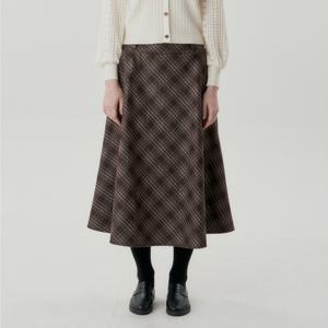 체크 뒷밴딩 스커트_DW4WS135