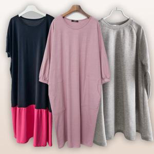 [하프클럽] 봄신상 빅사이즈여성의류 롱 원피스 반팔 긴팔 간절기