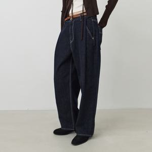 [최초가 119,000원] 논페이드 턱 와이드 데님 팬츠_INDIGO