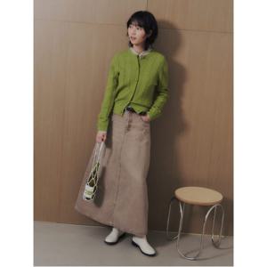 피그먼트 데님 롱스커트  옐로이시 브라운 (356227CCMB)