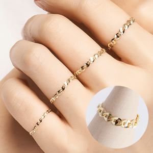 14K 18K 플랫 체인 금 반지