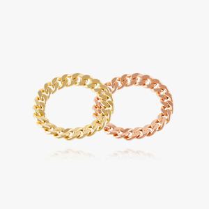 14K 18K 할로우 면 체인 금 반지