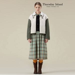 [Thursday Island] 덤블 패딩 블록 카라점퍼(T238MJP234W)