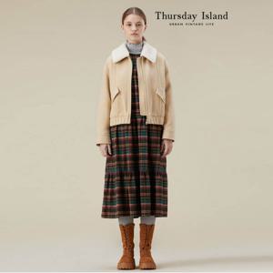 [정상가-539000원][Thursday Island] 부클 카라 모직 보머 자켓(T238MJP231W)