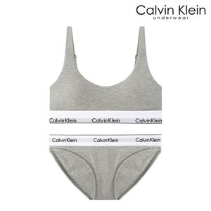 CK 여성 아이콘 코튼 AF 브라렛+팬티 세트 QF8503+QF8520 GREY