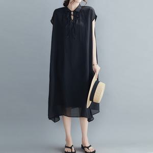 [빅사이즈] B-226080 쉬폰 롱 원피스/빅사이즈/루즈핏/오버핏/쉬폰/린넨