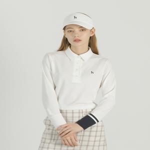 헤지스 골프 여성 [[25SS]] HWTS5A211IV 아이보리 여성 니트커프스 긴팔 카라 티셔츠